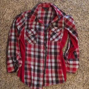 Red plaid button down